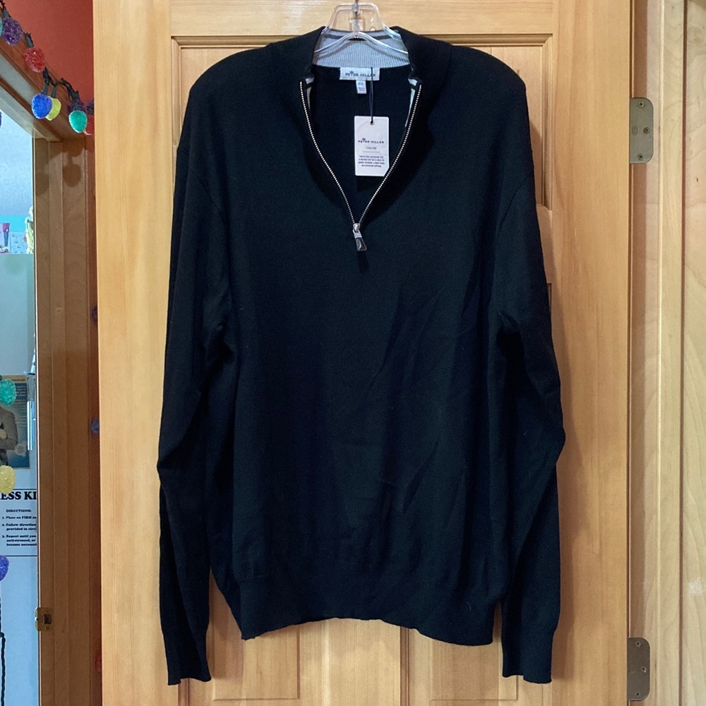 NWT Peter Millar Black Zip Up Sweater